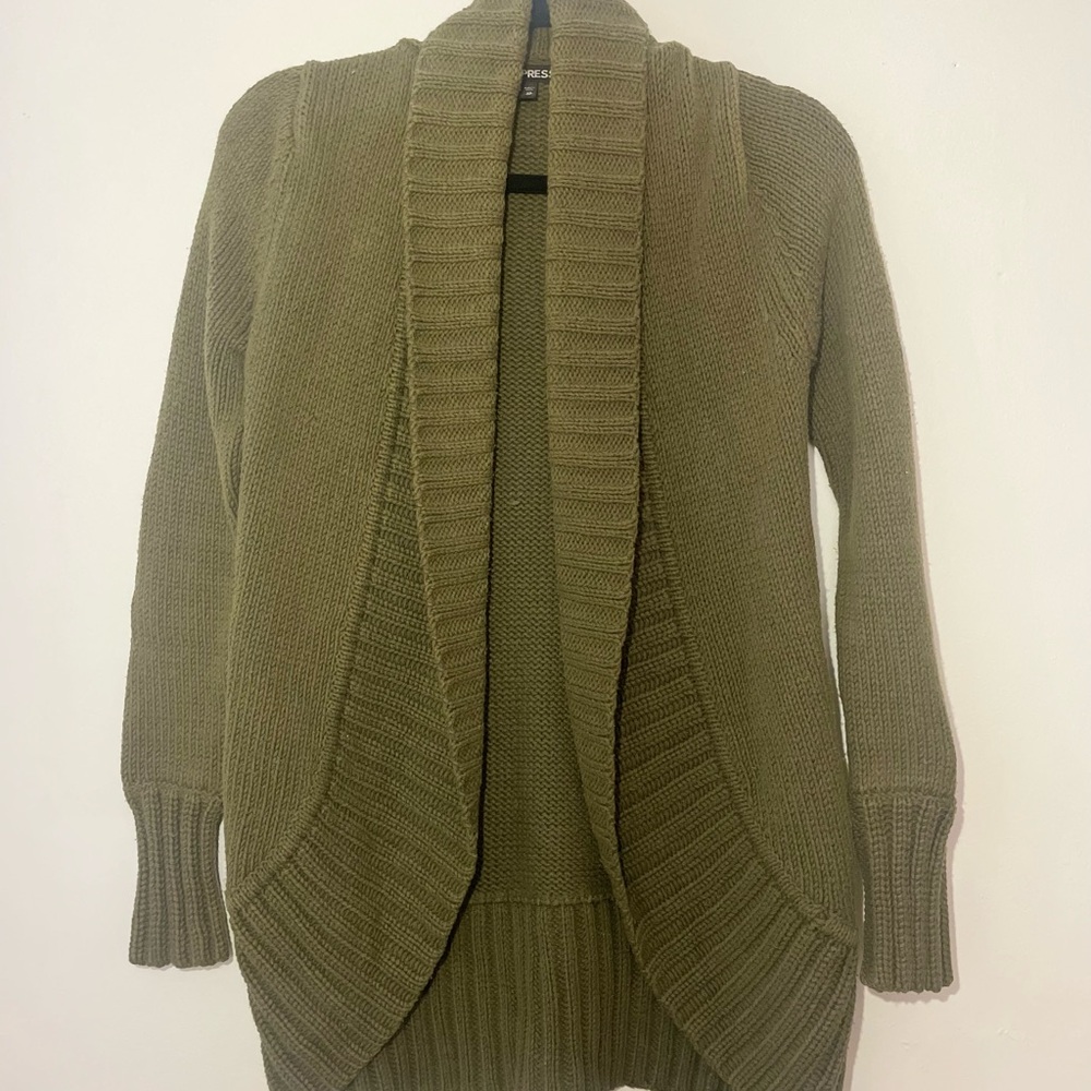 Express Olive Cardigan Sweater